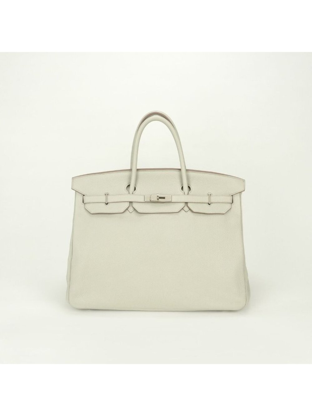 Hermes Birkin 40 Tote Bag Taurillon Clemence Pearl Gray Silver